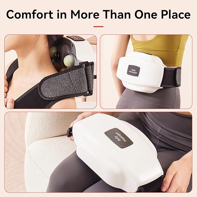 Dual Disc Abdominal Massager Professional Hands-Free Belly Massager Machine with Heat for Digestion Aid Relieve Bloating Constipation Stomach Fat &amp Period Cramps