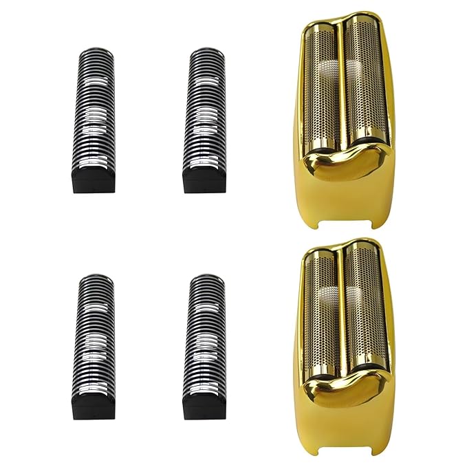 New 2 Pcs Replacement Foil and Cutter for Barberology Electric Shaver Double Foil Shaver Replacement Head for PRO Barberology FXFS2 Electric Razors(Gold) Upgraded