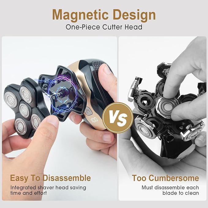 Telfun Detachable Head &amp Body Hair Shaver Magnetic Electric Razor for Fast Shaving