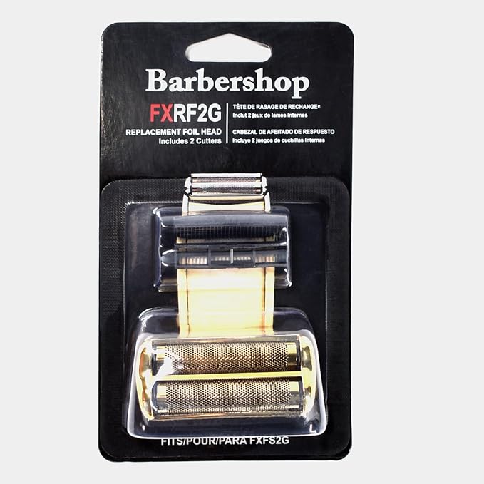 2PCS Replacement Foil and Cutters for BaBylissPRO Barberology Electric Shaver Double Foil Shaver Replacement Head Compatible with BaBylissPRO FXFS2 Shaver (Gold)
