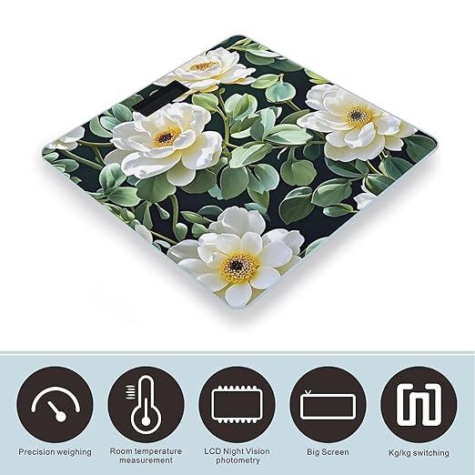 White and Emerald Scale for Body Weight Digital Bathroom Scale Toughened Glass High Precision Scales for Body Weight with Large LCD Backlight Display Weight Scales