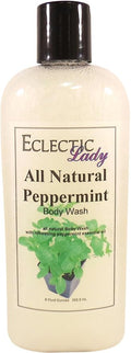 Eclectic Lady Liquid Pearl Body Wash - Peppermint Essential Oil Scent 3-in-1 Use For Bubble Bath Hand Soap &amp Body Wash Phthalate-Free Peppermint Essential Oil Fragrance Handcrafted in USA (8 oz