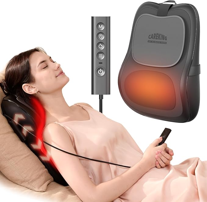 Up &amp Down Shiatsu Back Massage with Heat –External Adjustable Cushion Pad 3D Kneading Massage Pillow for Lower Back Neck Shoulder Leg Pain Relief Deep Tissue for Office Chair &amp Home (Blac
