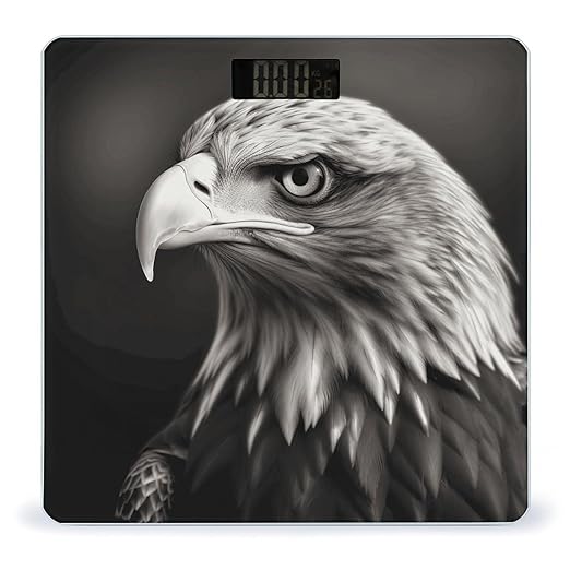 Eagle Black and White Scale for Body Weight High Precision Digital Weight Scales with LCD Display Anti-Slip Sturdy Slim Tempered Glass Bathroom Scale for Home Use