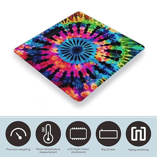 Exotic Tribe Tie Dye Style Scale for Body Weight Smart Scales Digital Bathroom Scale High Precision Weighing Scales with Large Display Weighing Machine for People