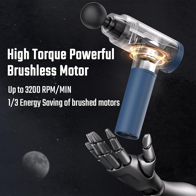 Massage Gun Deep Tissue Percussion Massager for Back and Neck with 5 Speeds Cordless Muscle Massager for Gym Office Home Travel