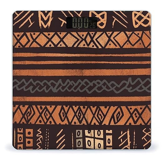 Digital Bathroom Scale for Body Weight Scale with Bright LCD Display High Accuracy Step-On Technology Auto On/Off African Mud Cloth Tribal Digital Scales 400 Lbs /180kg