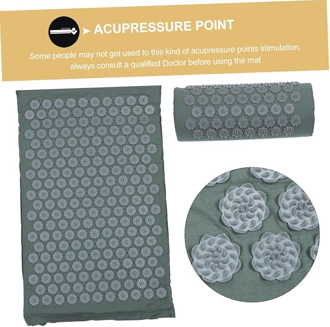 Acupressure Massage Mat and Pillow Set Shiatsu Relief Massage Cushion with Non-Slip Surface and Washable Cover Portable Back and Neck Relaxation Tool for Home and Travel