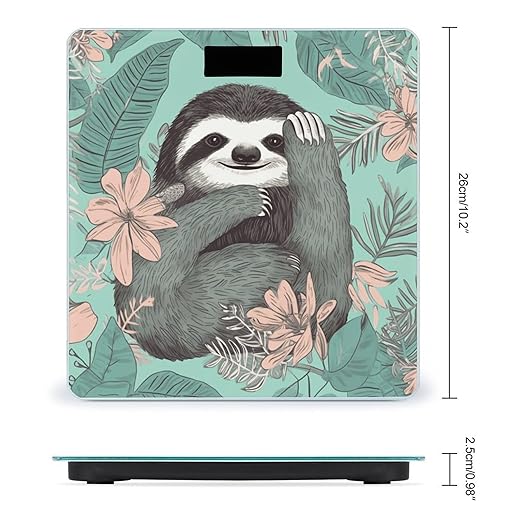 Animal Sloth Mint Green Digital Bathroom Scale for Body Weight Weighing Scale with Backlit LCD Display High Precision Measurements &amp Measures Weight Up to 180kg