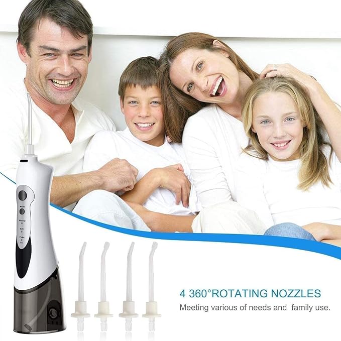 Water Flosser ML Cordless Dental Oral Irrigator 3 Modes and 4 Jet Tips IPX7 Waterproof with Travel Bag Rechargeable Waterproof Teeth Cleaner for Home and Travel