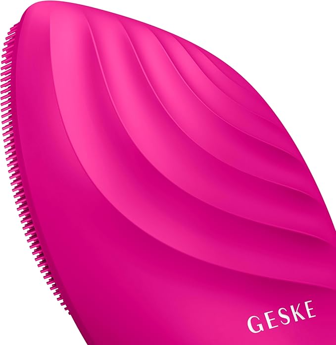 GESKE SmartAppGuided™ Sonic Facial Brush 5 in 1 | Vibrating Electric Facial Cleansing Brush | Soft Silicone Brush | Professional Facial Cleanser | Skin Cleanser &amp Exfoliator | Face Massager