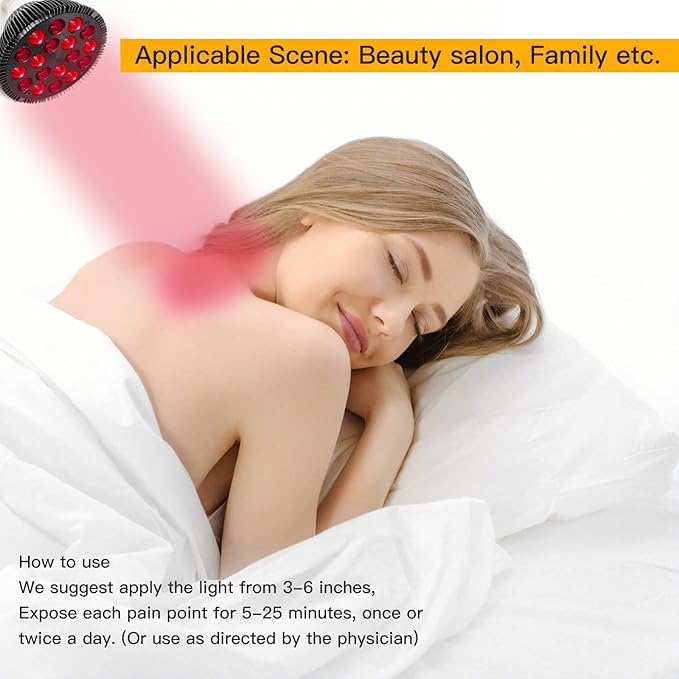 Red Light Therapy Bulb with Lamp Holder 54W 18 LEDs Infrared Light Therapy Device 660nm Red &amp 850nm NIR Combo Red Light Device for Face Skin Health and Pain Relief