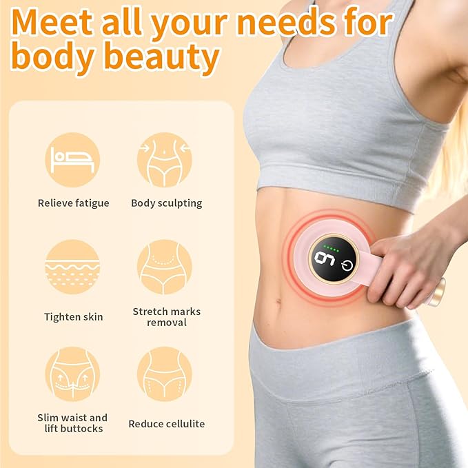 Body Massager for Cellulite Electric Handheld Massage Tool Body Relaxing Machine 8 Massage Heads for Deep Relaxation at Home and Office 9 Modes for Body SPA 1800mAh Battery Gift Pink