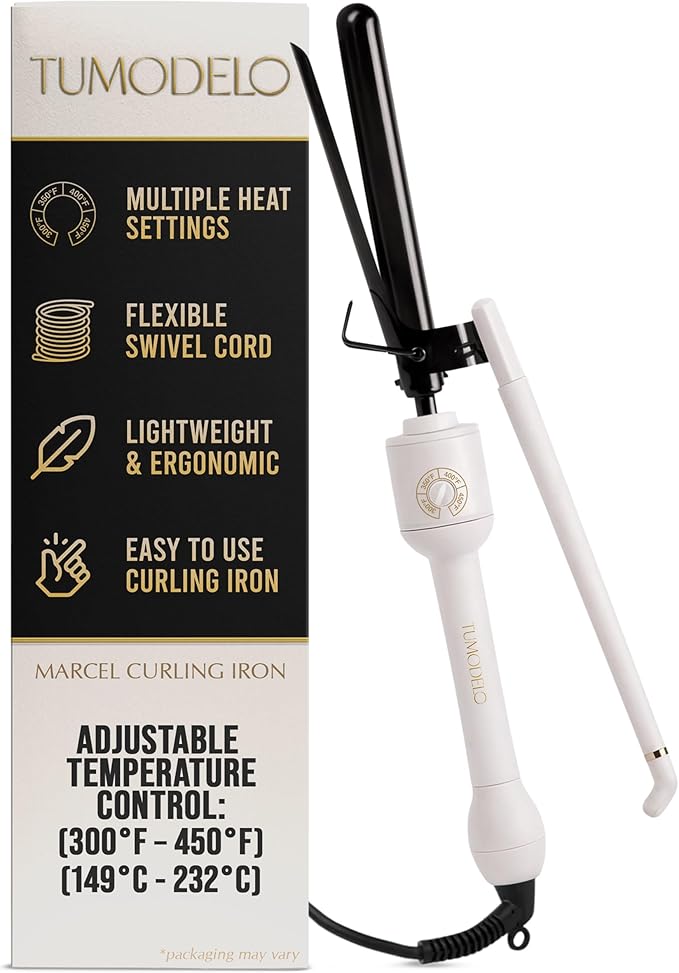 Marcel Curling Iron ¾” Professional Power Barrel – Nano Titanium Ionic Heat Technology for Long-Lasting Curls Temperature Control Ceramic Coating Versatile for Fine to Thick Hair