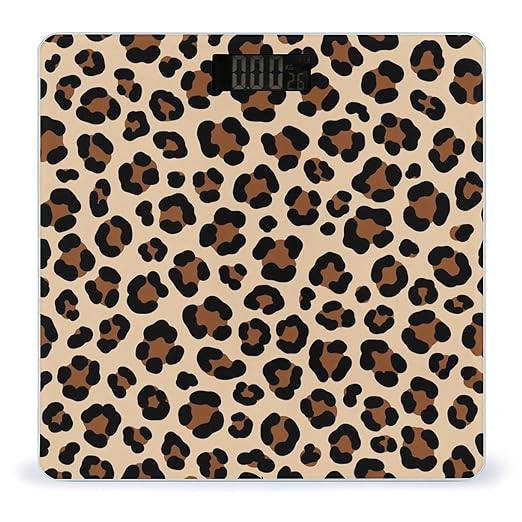 Women's Smart Scale for Body Weight Digital Bathroom Weighing Scale Automatic Switch Energy Saving Scale Compatible with Leopard Prints Printed