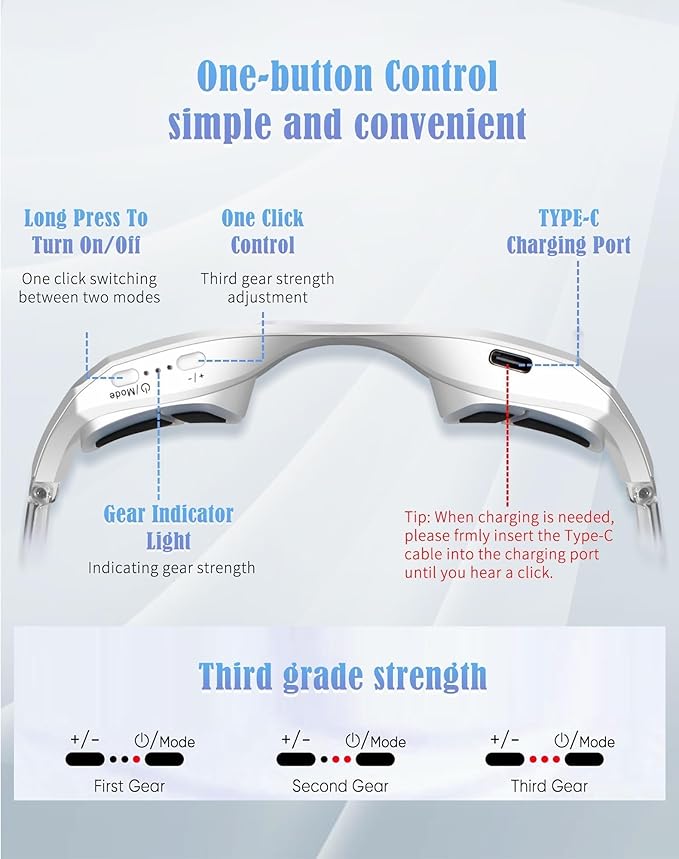 UTK Under-Eye Red Light Therapy Glasses for WomenEye Massager for Dark Circles Eye Bags Puffiness Wrinkles Fine Lines39g Ultra Lightweight RechargeableGift for Women Mom Girlfriend