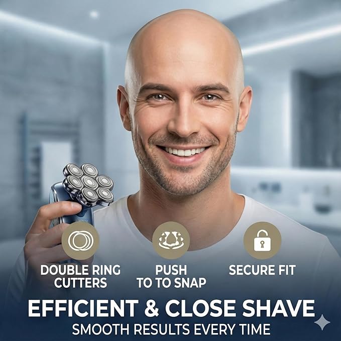 2Pack Fit for SHPAVVER Replacement Heads7 Blade Floating Head Fit for Cyruzi Replacement HeadCompatible with SHPAVVER/Cyruzi Head Shavers for Bald MenMagnetic IPX7 Waterproof Shaver Heads.