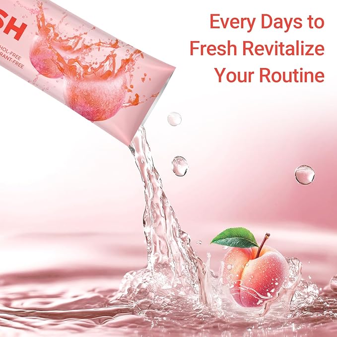 Travel-Size Alcohol &amp Fluoride Free Peach Mint Mouthwash Packets 60 Individually Wrapped Portable Packs for Adults Fresh Breath Peach Mint Flavored Mouthwash for Oral Hygiene 0.63 Fl Oz Each