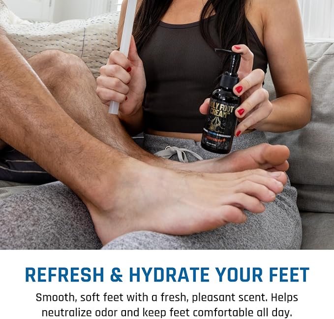Derm Dude Men's Freshness Bundle | Amaze Ball Deodorant Spray 2oz (Sweet Whiskey Scent) + Holy Foot Cream 4oz (Strawberry Lollipop Scent)| Sweat &amp Odor Control for Groin and Feet | Talc-Free Non-