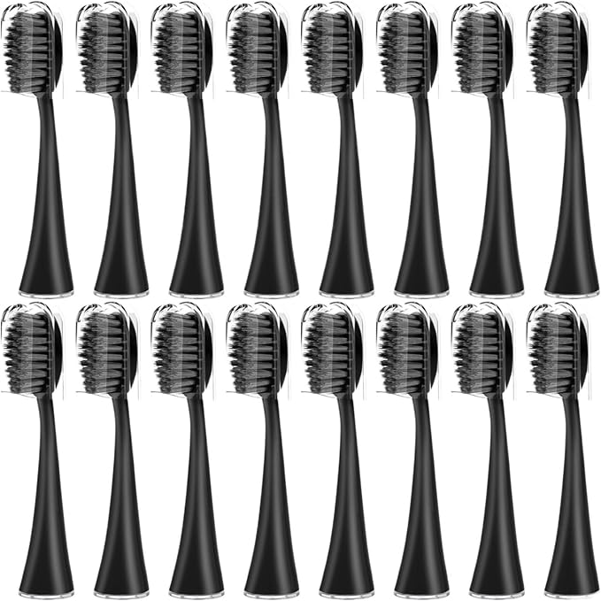 Replacement Toothbrush HeadsCompatible for Seago S9 S1 S6 S8 S21 S26 S28 SG540 SG860 SG861 SG986 SG987 SG988 2752(16pcs Black)
