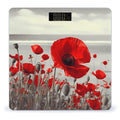 Red Poppy Flower Scale for Body Weight High Precision Digital Weight Scales with LCD Display Anti-Slip Sturdy Slim Tempered Glass Bathroom Scale for Home Use