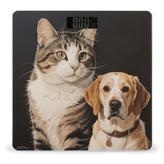 Cat Dog Print Bathroom Scale for Body Weight LCD Display Digital Bathroom Scale Tempered Glass Bathroom Weight Scales Fashion Smart Scales for Home Bedroom 400 Lb