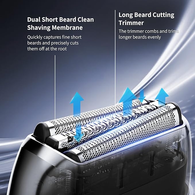 Professional Cordless Electric Shaver for Men - Fast Charging Wet/Dry Mini Travel Razor with Floating Heads Precision Beard Trimmer IPX7 Waterproof for Shower Use