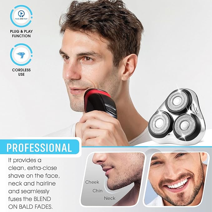 Universal Rotary Shaver Replacement Head Compatible with Remington Shaver Razor Parts for Series R3R4R5R6R7R8SP-3141 and SP-5161 Foils (Silver/2Pack)
