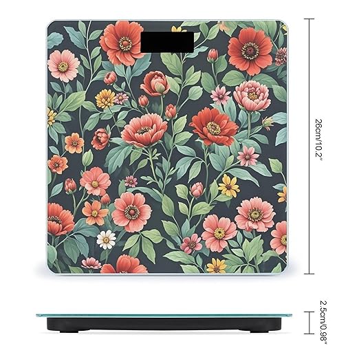 Lots of Flowers Scale for Body Weight Highly Accurate Digital Bathroom Body Scale Digital Bathroom Scales for People Anti-Slip Large LCD Display Smart Scales