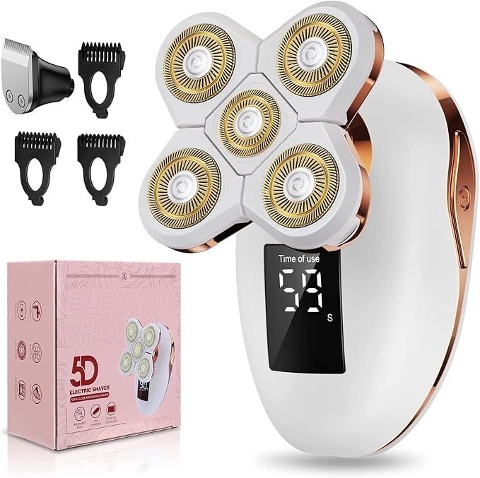 2-in-1 Electric Razors for Women Wet/Dry 5D Razor &amp Hair Trimmer with USB Adapter Charging Cable5D Rechargeable Rotary Shaver Lithium-Ion Battery Water Resistant Grooming Kit Color B