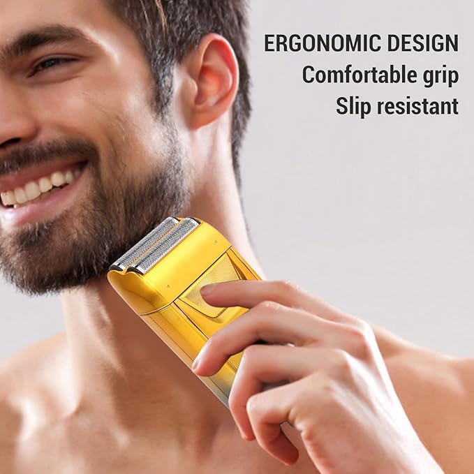 TARSHYRY Electric Foil Shaver for Men PortableRazor with Adjustable Double Foil LED Display Close Shaving Beard Bald Head Trimmer Travel Friendly Gifts for Him 1200mAh (Gold)