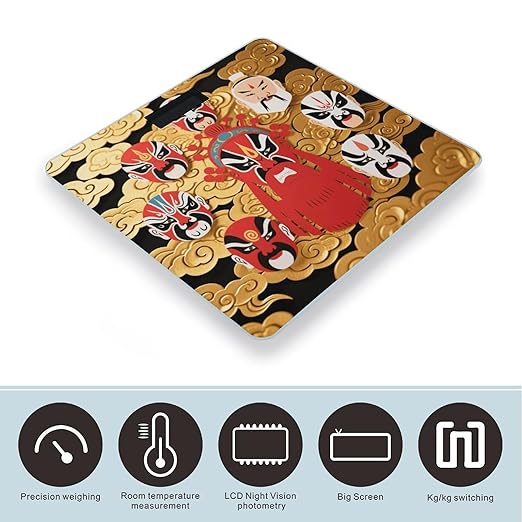 Digital Bathroom Scale for Body Weight Scale with Bright LCD Display High Accuracy Step-On Technology Auto On/Off Peking Opera Masks Digital Scales 400 Lbs /180kg