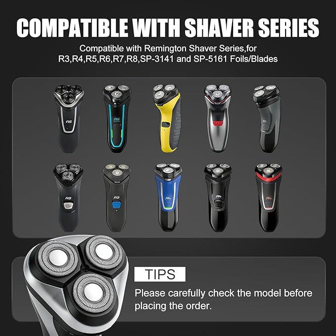 2PACK（Black） Universal Rotary Replacement Shaver HeadCompatible with Remington Shaver Seriesfor R3R4R5R6R7R8SP-3141 and SP-5161 Foils/Blades