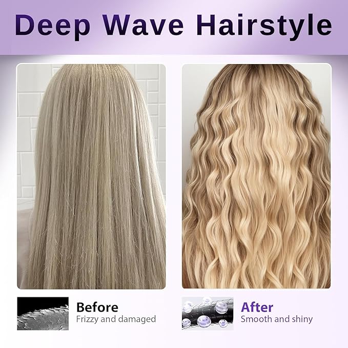32mm Curling Iron Hair Crimper Waver Wave Curling Iron with Anti-ScaldIonic Deep Waver Hair Curler Crimping Tool