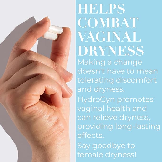 Hydro Gyn Vaginal Moisturizer Pills | Slippery Elm for Women Formulated to Support Healthy Moisture Mood &amp Relaxation | Feminine Care Oral Capsules for Vaginal Dryness ph Balance 60 Capsules