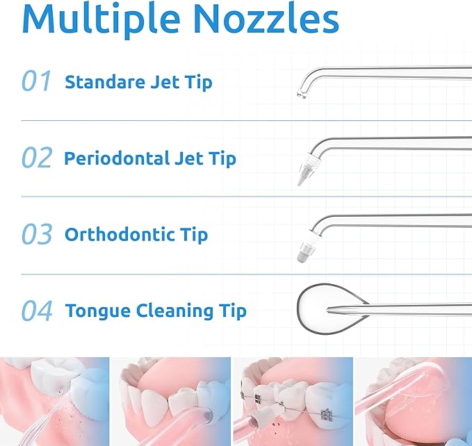 Water Flosser [Dental Cordless Portable] 6 Modes &amp IPX7 Waterproof Rechargeable Oral Irrigator Water Teeth Cleaner Floss Pick Home Use WaterFlossers for Braces Bridges/Gum Care (White)