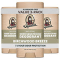 Dr. Squatch Natural Men’s Deodorant – Aluminum Free Natural Deodorant Men with Charcoal &amp Postbiotics for 72-Hour Odor Protection – Birchwood Breeze 2.65oz Stick (3-Pack)