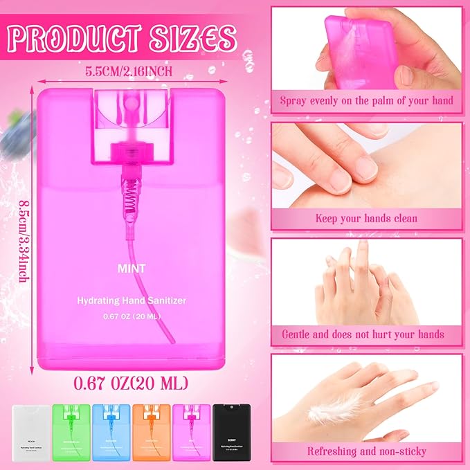 24 Pack Hand Sanitizer Spray Bulk Travel Size Hand Sanitizer Mini Pocket Spray Gifts for Coworker Staff Teacher Holiday Favor(Clear24 Pcs)
