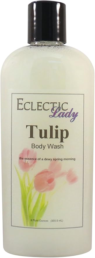 Eclectic Lady Liquid Pearl Body Wash - Tulip Scent 3-in-1 Use For Bubble Bath Hand Soap &amp Body Wash Phthalate-Free Tulip Fragrance Handcrafted in USA (8 oz)