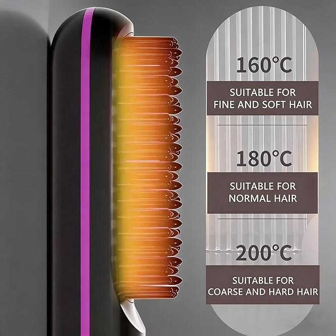 2026 Upgraded Cordless Straightening BrushNegative Ionic Hair Straightener Brush - Straightening Comb for Travel 3 TempPortable Fast Heating Ceramic Brush for Women Short Long Hair (Beige)