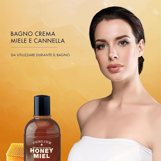 Perlier Honey Miel Bagno Crema Corpo Miele e Cannella Bath Cream Honey &amp Cinnamon 500 ml 16.9 Fl Oz Made in Italy [Italian Import]