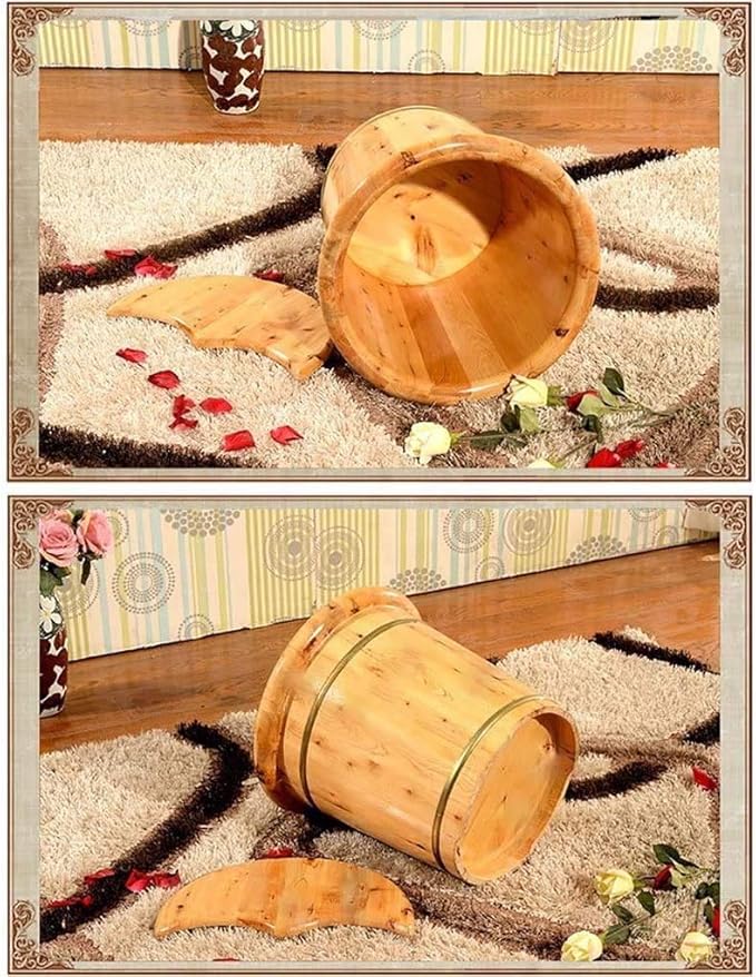 Foot Tub Wooden Foot Basin Household Gift Foot Soaker TubWooden Foot Soak Tub FootbathWooden Foot Bath Barrel Wooden Household Durable Foot Washing Bucket Foot Tub Solid Wood Foot Bath (Size : 40cm