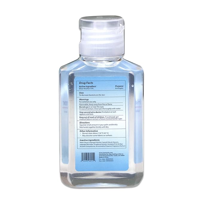 SIPA Hand Sanitizer Travel Size 2oz/ 60 ml Flip Cap Bottle Bulk Travel Size Soothing Gel with Aloe and Vitamin E (Pack of 16)