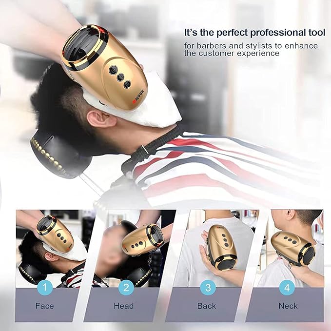 WMARK Barber Massager/Cordless Handheld Massager Charge Neck/Legs/Hand/Face Massager 2 Massage Nodes 2600AMHGolden