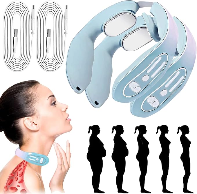 2023 Lymphatic Drainage Massager EMS Neck Acupoints Lymphvity Massager Device 12 Modes Neck Massager Portable Lymphatic Relief Neck Massager for Pain Relief Deep Tissue (2PC)