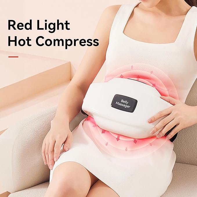 Dual Disc Abdominal Massager Professional Hands-Free Belly Massager Machine with Heat for Digestion Aid Relieve Bloating Constipation Stomach Fat &amp Period Cramps
