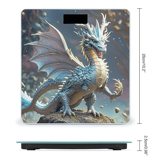 Fantasy Style Dragon Bathroom Scale for Body Weight Bathroom Weighing Scales with Back Lit LED Display Sturdy Tempered Glass Body Weight Bathroom Scale 400lb Weighing