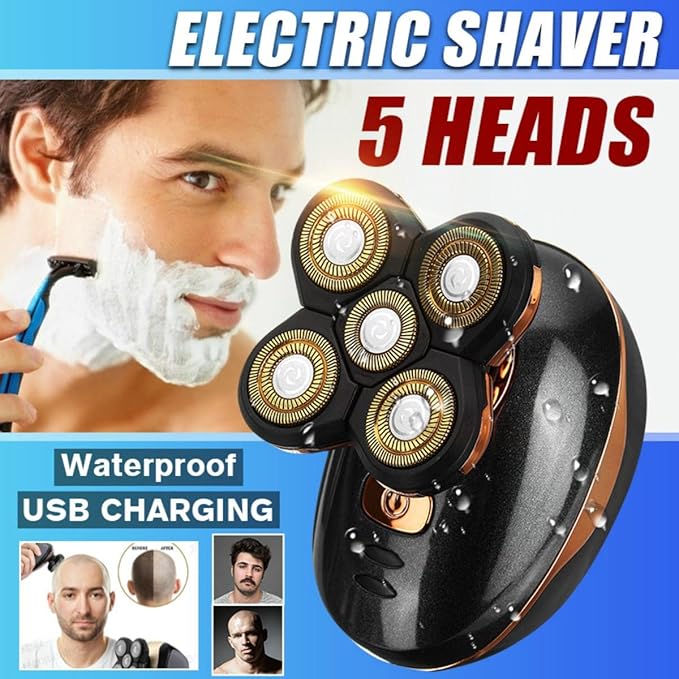 Head Shavers for Bald Men Rechargeable 5 Heads Electric Shaver Beard Bald Razor Hair Timmer Clipper for Men Waterproof Wet Dry Facial&ampBody Shaving Machine (Color : Pink)