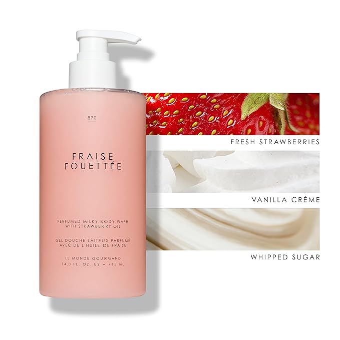 Le Monde Gourmand Fraise Fouettée Perfumed Milky Body Wash - 14 fl oz (414 ml) - Vanilla Strawberry Sugar Notes