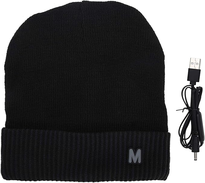 Pilipane Heated Hat USB Rechargeable Electric Winter Heated Beanie Hat for Men Women Outdoor Warm Fast Heating Breathable Winter Hats for Men for Outdoor Skiing Cycling(Black Edge)